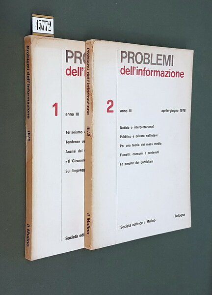 N. 2 numeri della rivista PROBLEMI DELL'INFORMAZIONE (Anno III) - …
