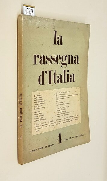Rivista LA RASSEGNA D'ITALIA (N. 4) - Aprile 1949 (annata …