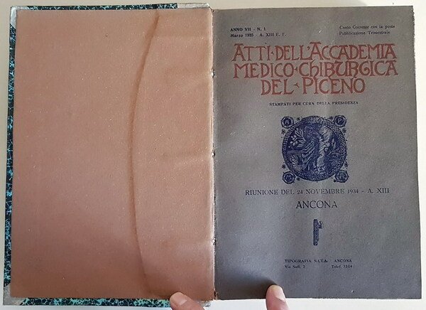 N. 3 annate complete (1935-1936-1937) della rivista medica: ATTI DELL'ACCADEMIA …