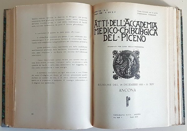 N. 3 annate complete (1935-1936-1937) della rivista medica: ATTI DELL'ACCADEMIA …