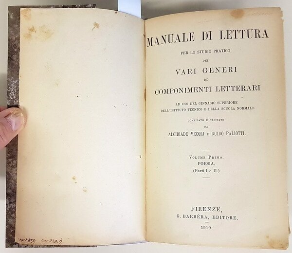 MANUALE DI LETTURA per lo studio pratico dei VARI GENERI …