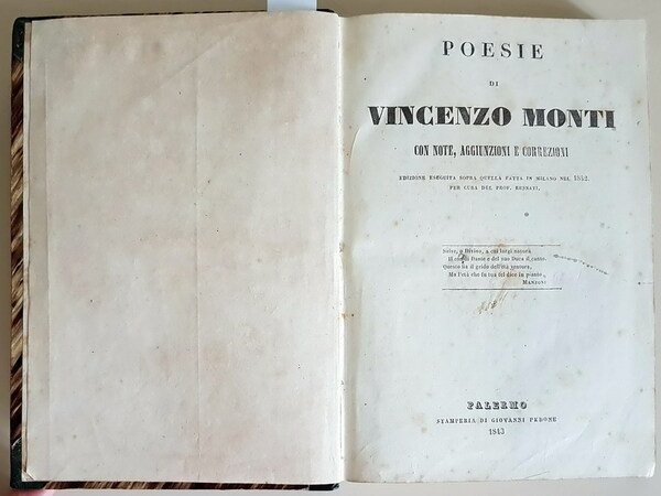 POESIE DI VINCENZO MONTI con note, aggiunzioni e correzioni