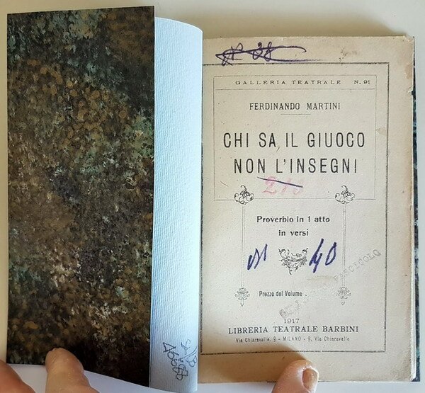 CHI SA IL GIUOCO NON L'INSEGNI - Proverbio in 1atto …
