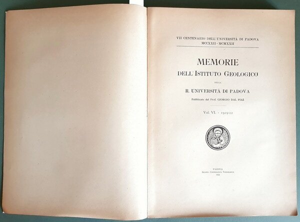 MEMORIE DELL'ISTITUTO GEOLOGICO DELLA R. UNIVERSITA' DI PADOVA - Vol. …