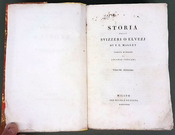 STORIA DEGLI SVIZZERI O ELVEZJ (volumi I e II) tradotta …