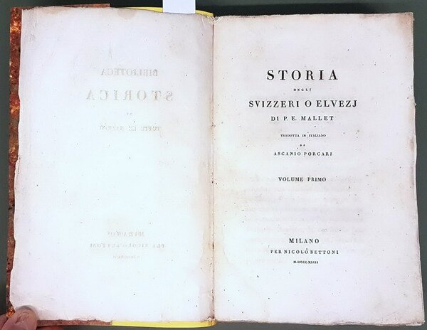 STORIA DEGLI SVIZZERI O ELVEZJ (volumi I e II) tradotta …