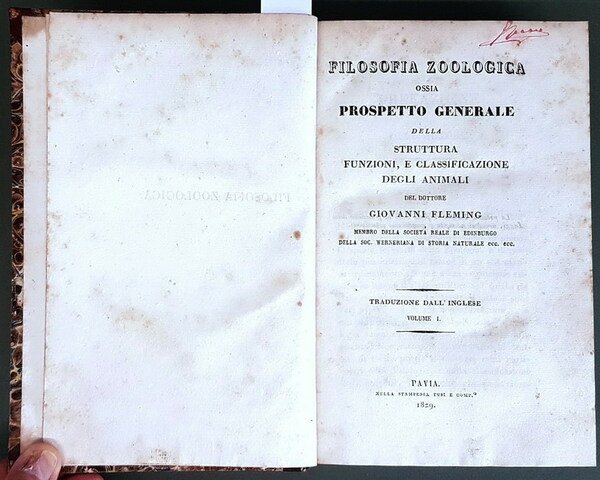 FILOSOFIA ZOOLOGICA ossia PROSPETTO GENERALE della STRUTTURA, FUNZIONI, E CLASSIFICAZIONE …