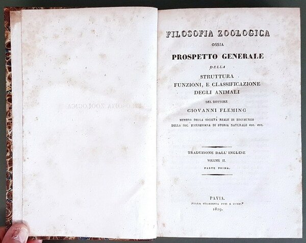 FILOSOFIA ZOOLOGICA ossia PROSPETTO GENERALE della STRUTTURA, FUNZIONI, E CLASSIFICAZIONE …