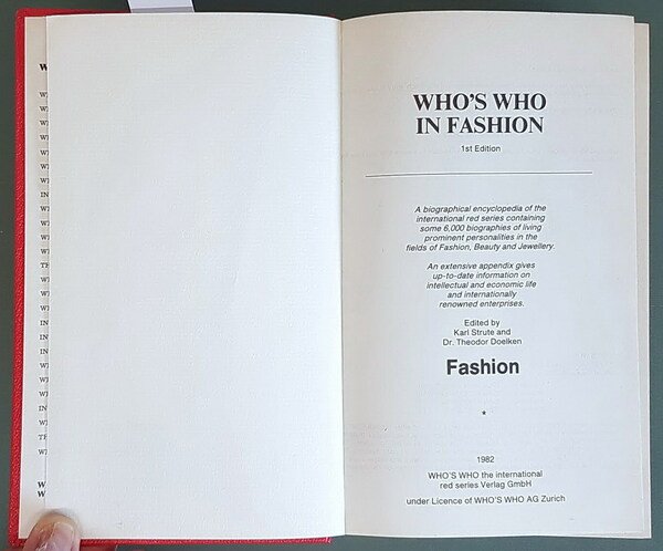 WHO'S WHO IN FASHION - A biographical encyclopedia of the …