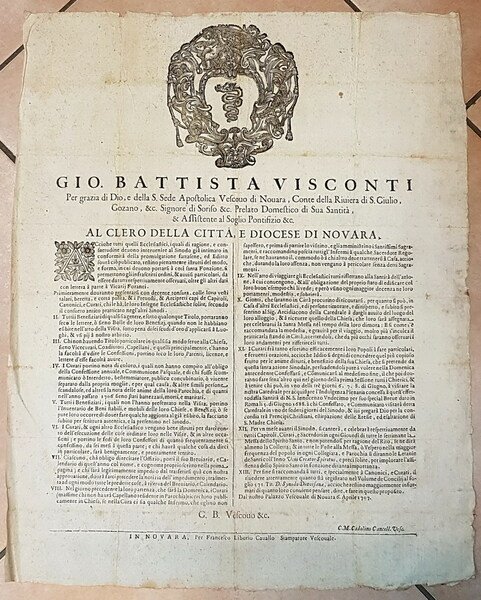 GIO. BATTISTA VISCONTI Per grazia di Dio, e della S. …