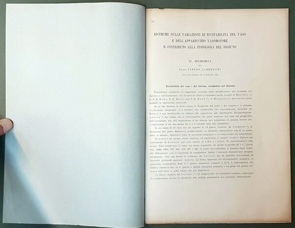 N. 2 fascicoli di medicina: RICERCHE SULE VARIAZIONI DI ECCITABILITA' …