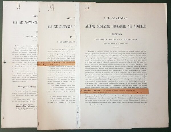 SUL CONTEGNO DI ALCUNE SOSTANZE ORGANICHE NEI VEGETALI (I., IV …