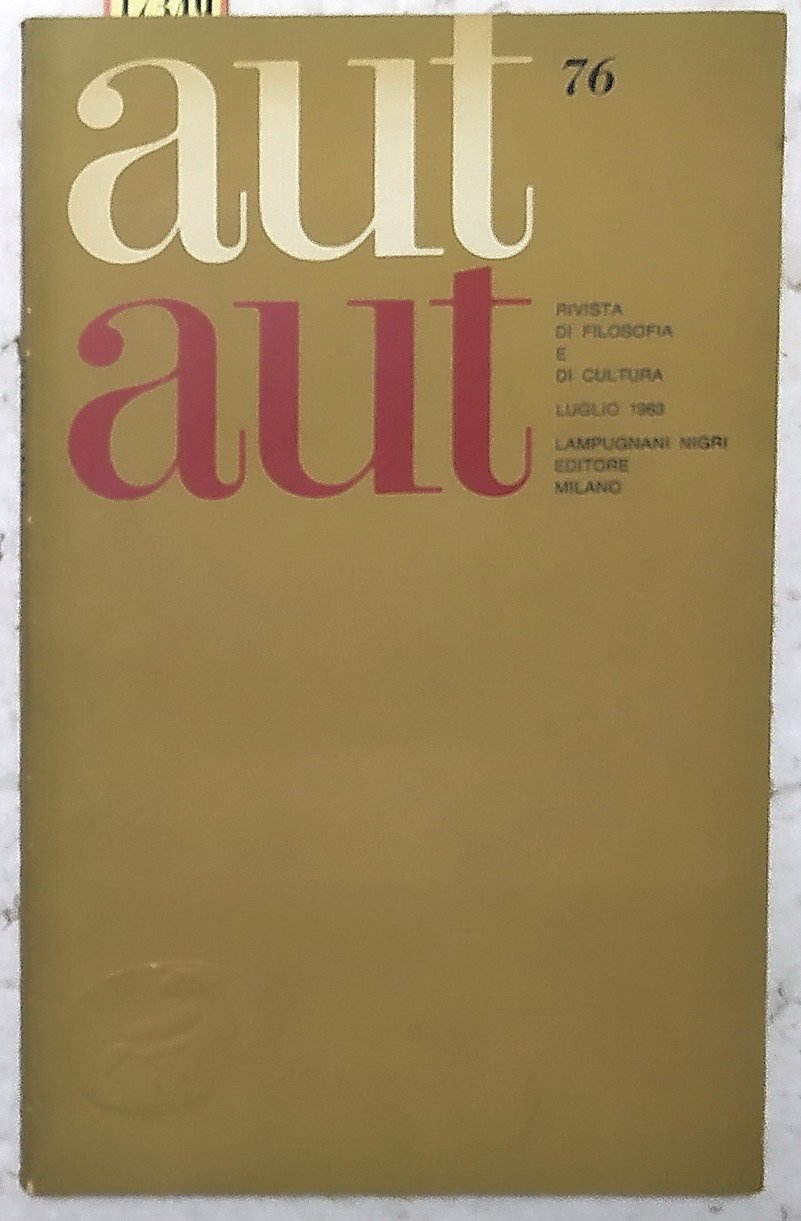 AUT AUT - Rivista di filosofia e cultura N. 76 … | Immagine principale