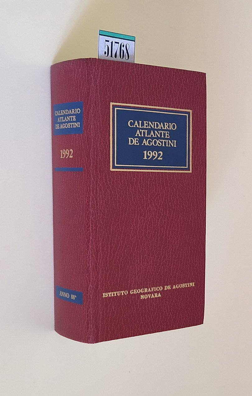 CALENDARIO ATLANTE DE AGOSTINI 1992 (anno 88)