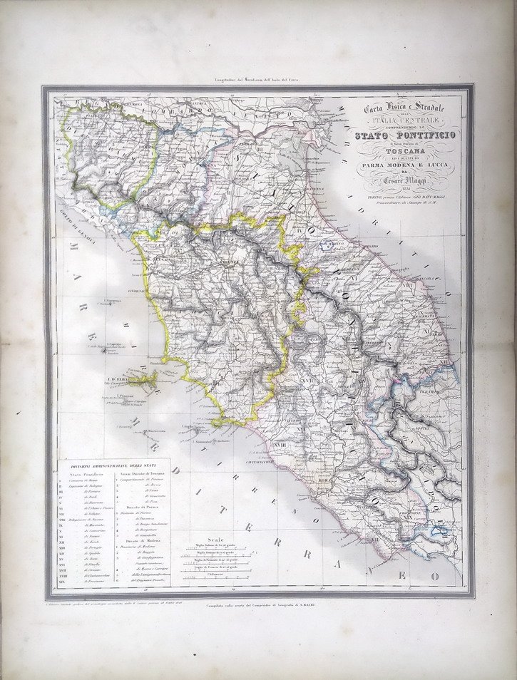 Carta Fisica e Stradale dell'ITALIA CENTRALE