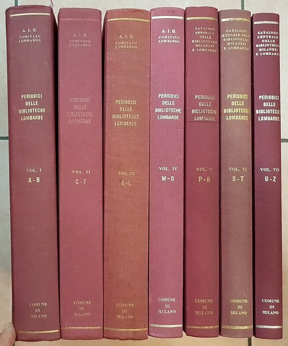 CATALOGO DEI PERIODICI DELLE BIBLIOTECHE LOMBARDE (n. 7 volumi dalla …