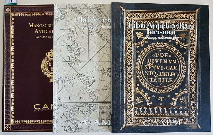 N. 3 cataloghi d'Asta CAMBI: MANOSCRITTI, LIBRI ANTICHI E RARI, …