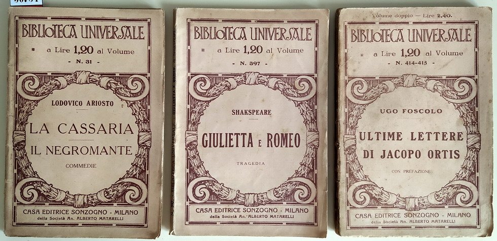 N. 3 vol. della serie Biblioteca Universale: LA CASSARIA, IL …