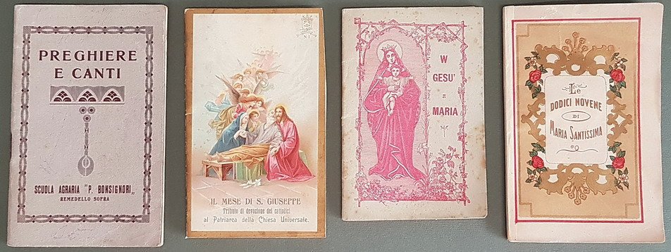 N. 4 volumetti religiosi: LE DODICI NOVENE DI MARIA SANTISSIMA …