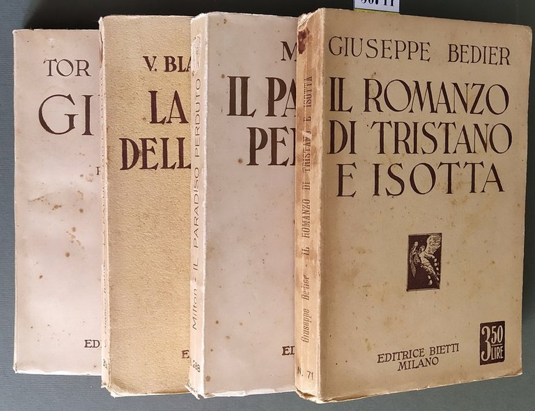 N. 4 volumi della serie Biblioteca Reclame: GIUDA storia di una sofferenza - IL ROMANZO DI TRISTANO E ISOTTA - IL PARADISO PERDUTO - LA PALUDE DELLA MORTE