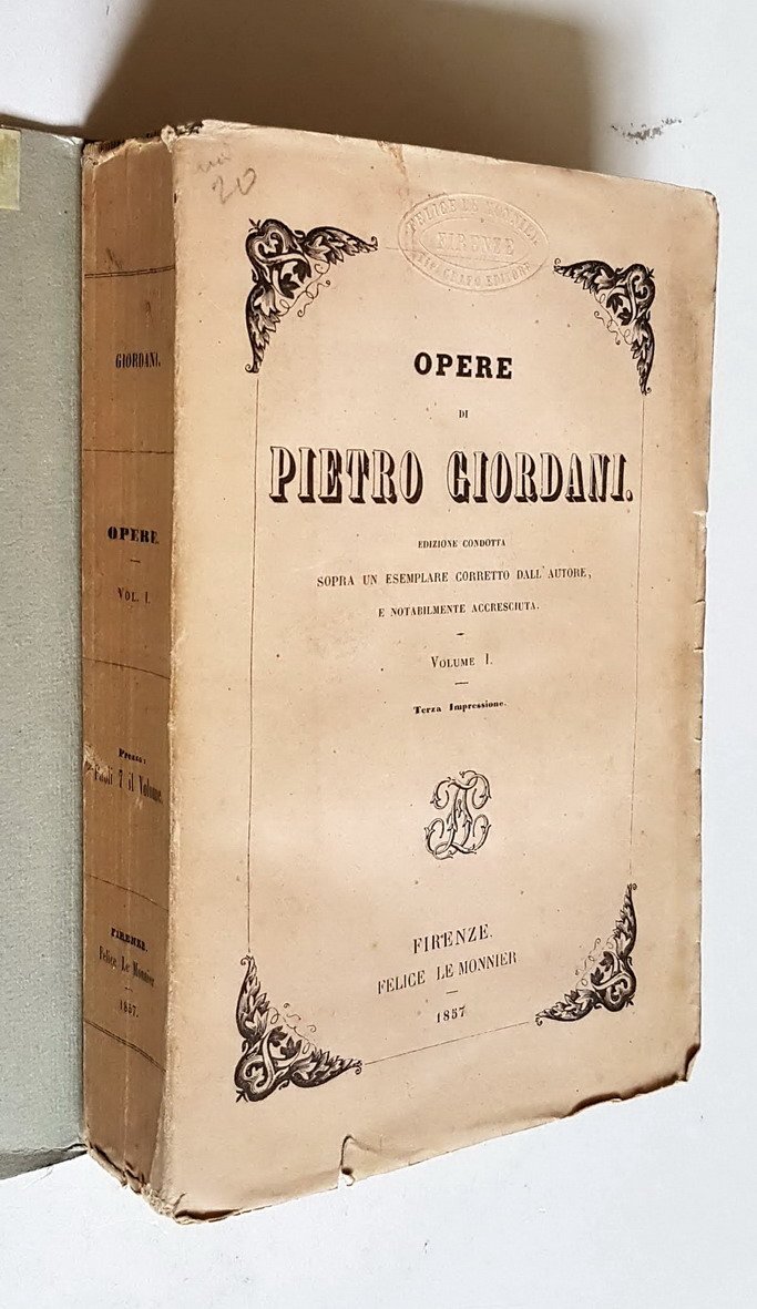 OPERE DI PIETRO GIORDANI - Edizione condotta sopra un esemplare …