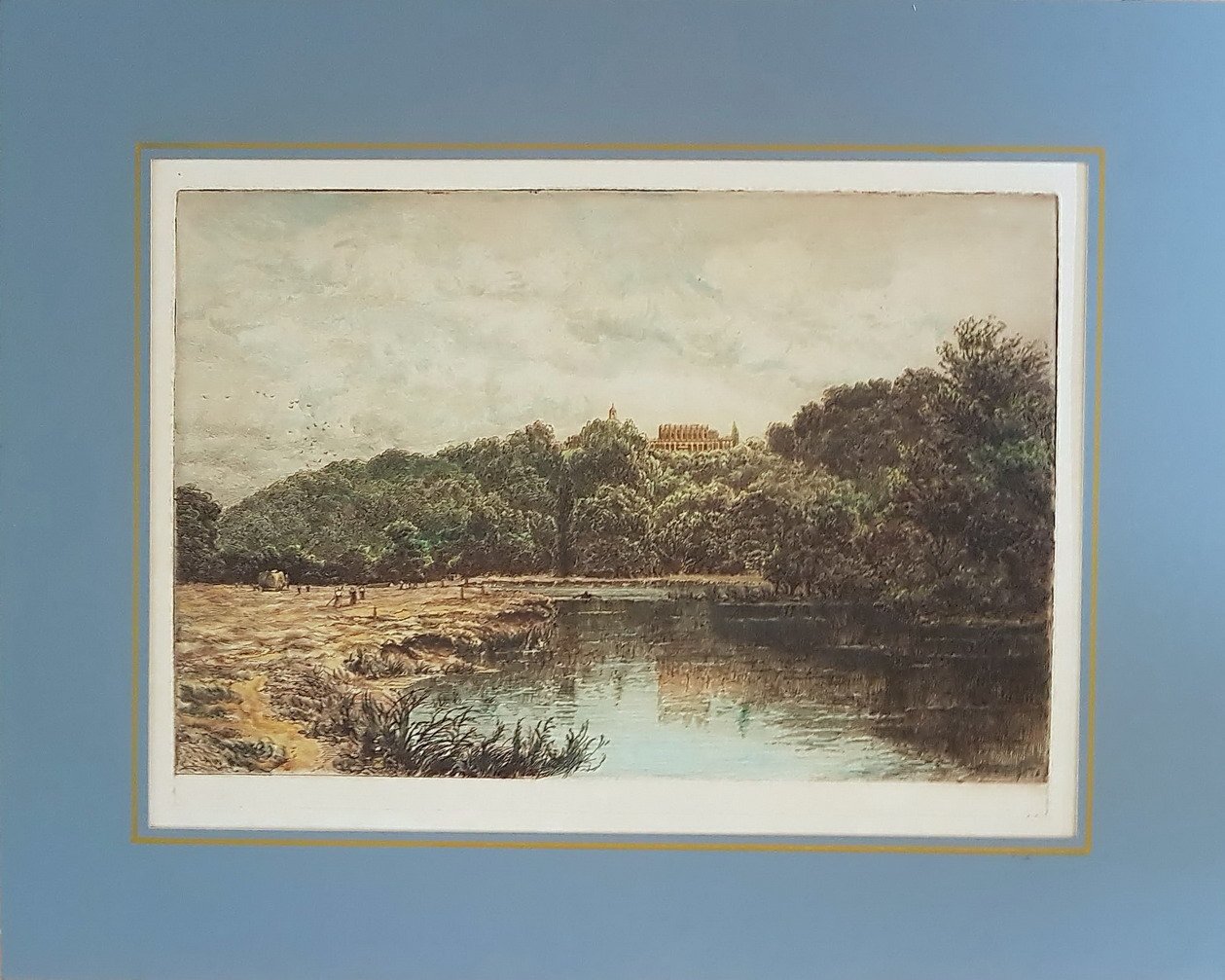 RACCOLTA DEL FIENO CON VEDUTA DI CASTELLO IN LONTANANZA