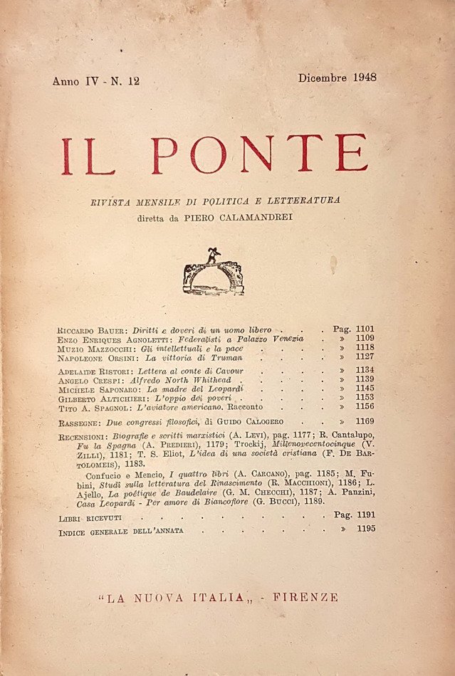 Rivisra mensile: IL PONTE - N. 12 (Dicembre 1948) - …