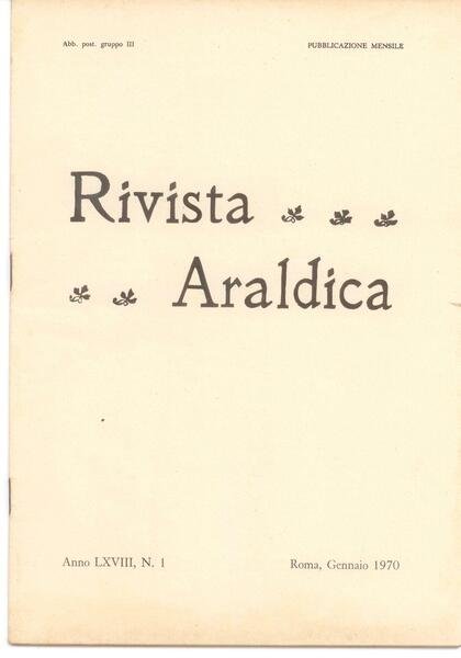 RIVISTA ARALDICA 1970 - LXVIII (ANNATA COMPLETA)