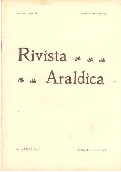 RIVISTA ARALDICA 1973 - LXXI (ANNATA COMPLETA)