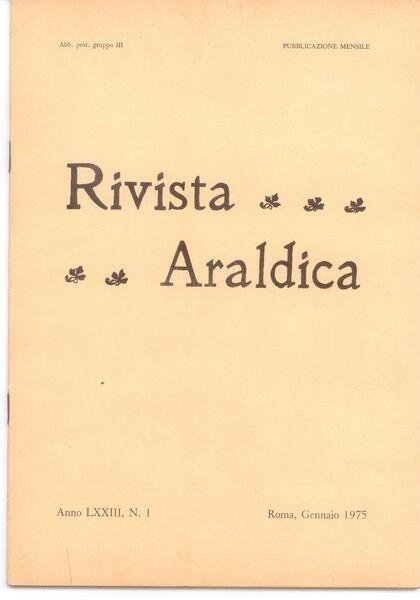 RIVISTA ARALDICA 1975 - LXXIII (ANNATA COMPLETA)