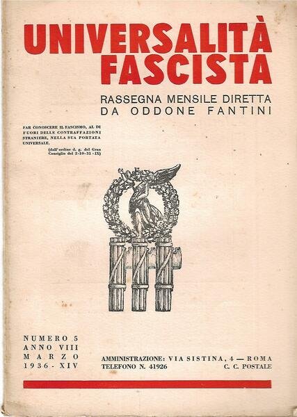 UNIVERSALITA' FASCISTA - ANNO VIII N.5 - MAR 1936