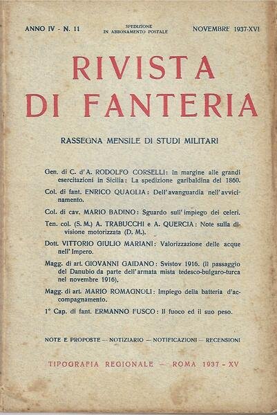 RIVISTA DI FANTERIA - ANNO IV - N. 11 - …