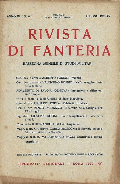 RIVISTA DI FANTERIA - ANNO IV - N. 6 - …