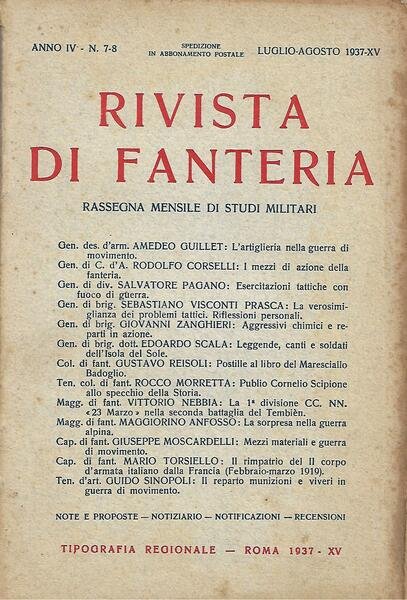 RIVISTA DI FANTERIA - ANNO IV - N.7/8 -LUG/AGO 37