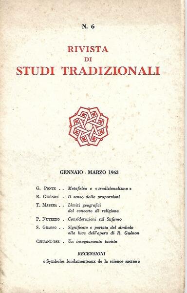 RIVISTA DI STUDI TRADIZIONALI - N.6 - GEN/MAR 1963