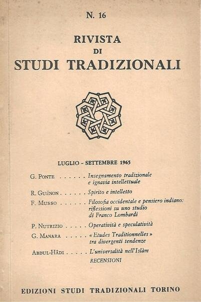 RIVISTA DI STUDI TRADIZIONALI - N.16- LUG/SET 1965