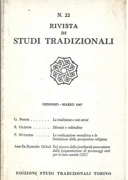 RIVISTA DI STUDI TRADIZIONALI - N.22- GEN/MAR 1967