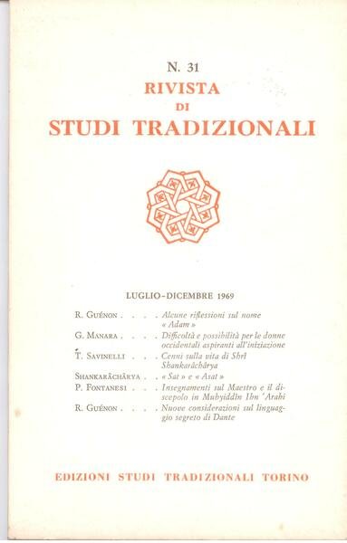 RIVISTA DI STUDI TRADIZIONALI N.31 - LUG/DIC 1969