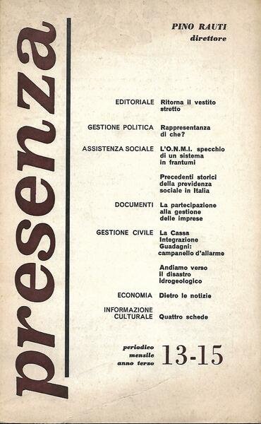 PRESENZA - ANNO III N. 13-15 - 1972