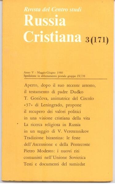 RUSSIA CRISTIANA N.S. ANNO V N. 3 MAG/GIU 1980