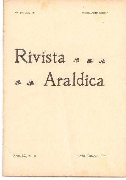 RIVISTA ARALDICA N. 10/1962 - ANNO LX