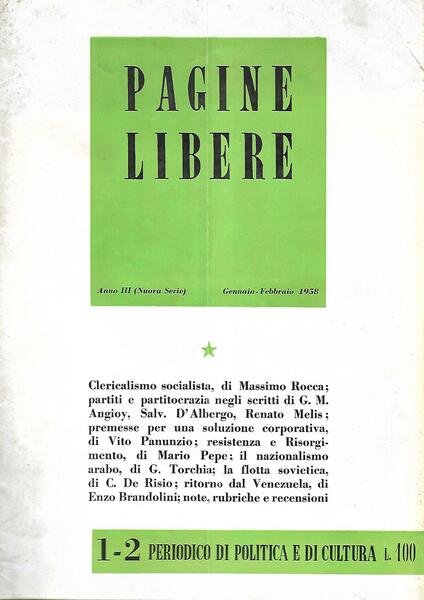 PAGINE LIBERE N.S. ANNO III N.1-2 GENN/FEBB 1958