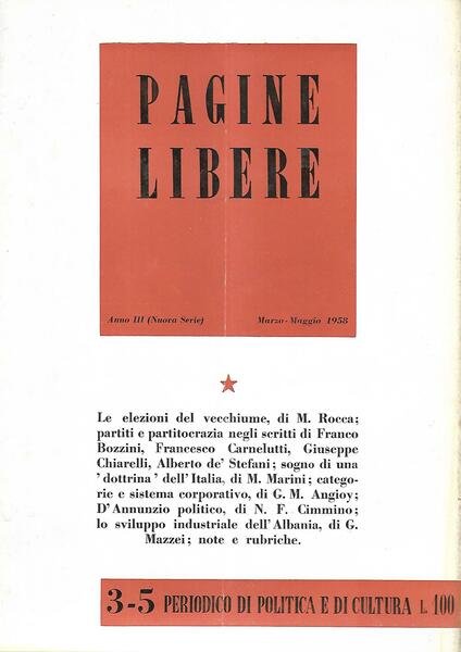 PAGINE LIBERE N.S. ANNO III N.3-5 MAR/MAG 1958