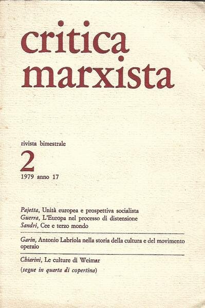 CRITICA MARXISTA ANNO 17 N.2 - MAR/APR 1979