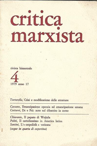 CRITICA MARXISTA ANNO 17 N.4 - LUG/AGO 1979