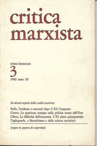 CRITICA MARXISTA ANNO 20 N. 3 MAG/GIU 1982