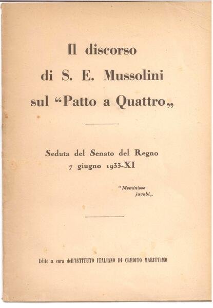 DISCORSO SUL "PATTO A QUATTRO"