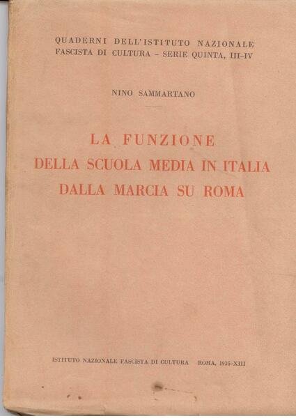 LA FUNZIONE DELLA SCUOLA MEDIA IN ITALIA