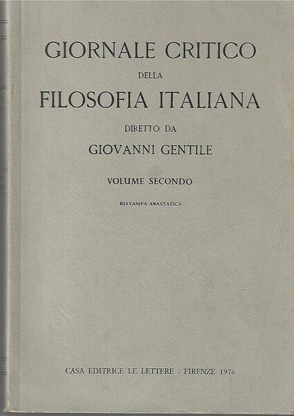 GIORNALE CRITICO DELLA FILOSOFIA ITALIANA - 3 VOLL