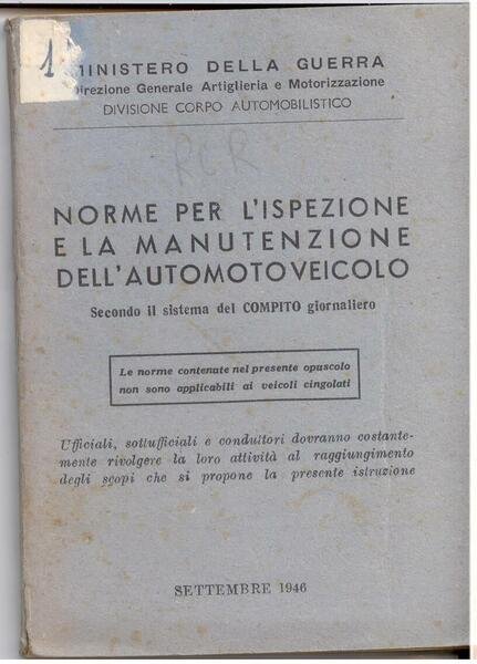 NORME PER L'ISPEZIONE E LA MANUTENZIONE